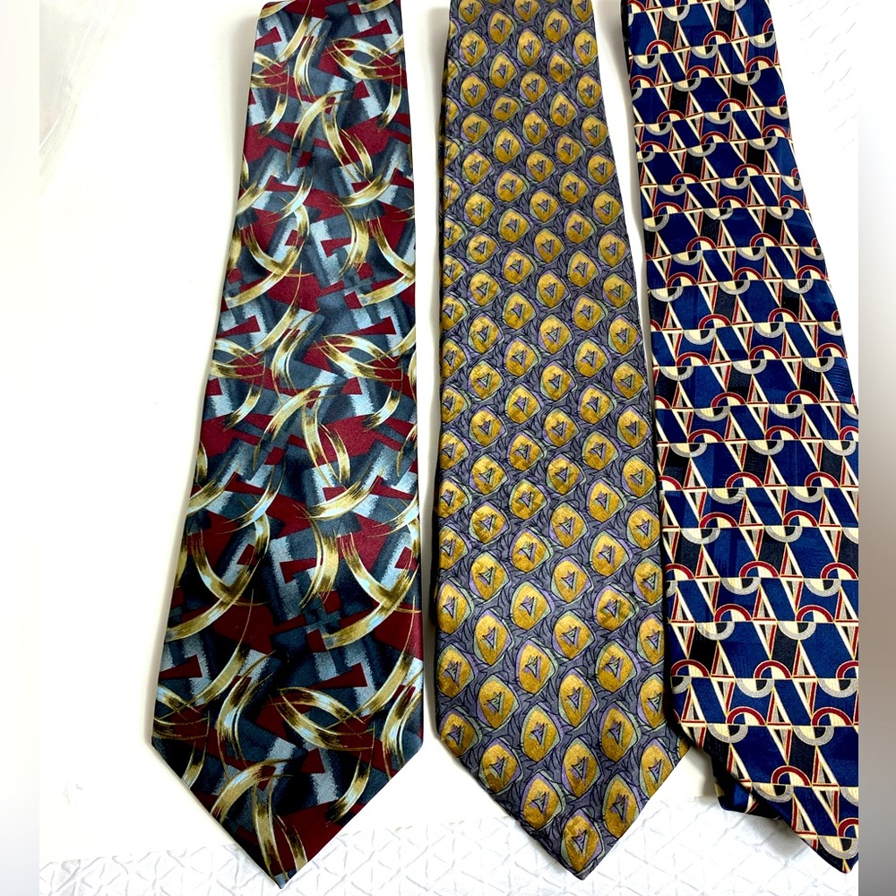 Vintage Italian Silk Ties~ Various Brands set of three (3) Multi-color